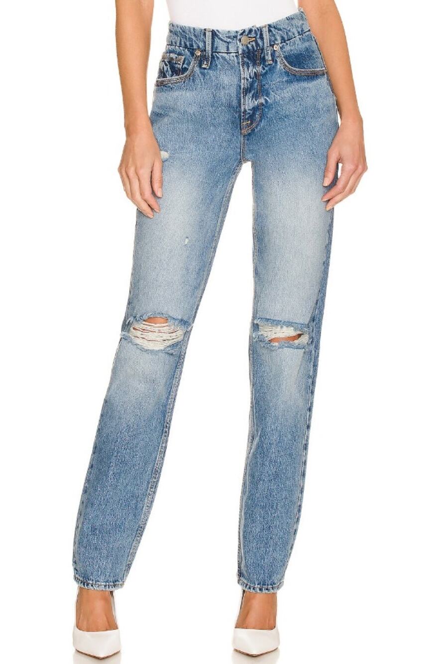 Good American Good '90s Icon Jeans Ripped Distressed Indigo065 Womens Size 6 NWT